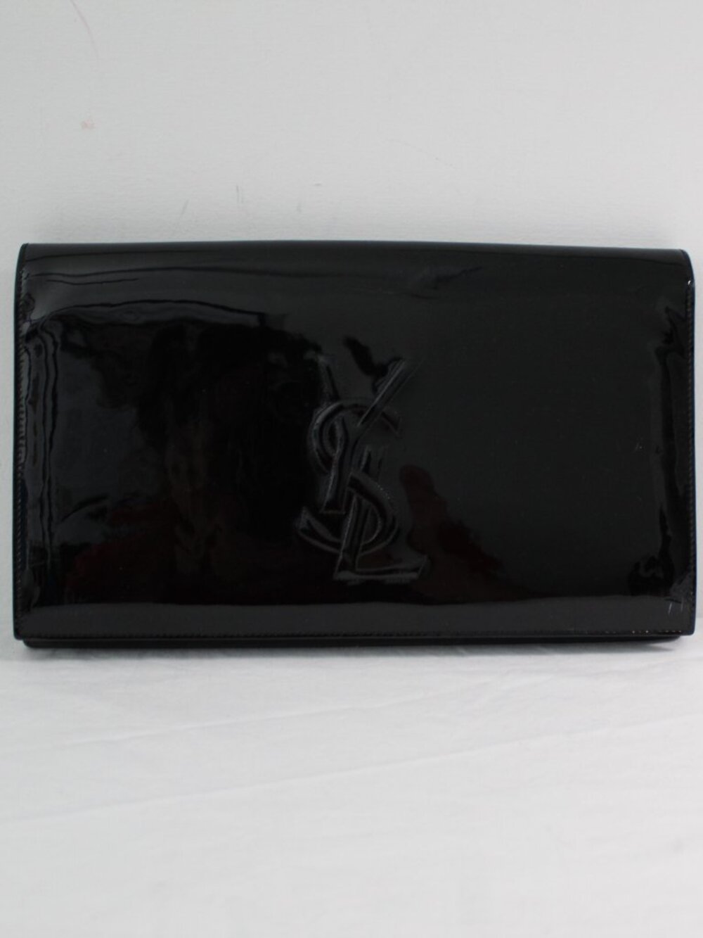 Saint Laurent Patent Belle De Jour Clutch Handbag Interlocking YSL Monogram Logo - Picture 2 of 13
